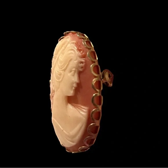 Vintage Gold Tone Resin Cameo Brooch. Victorian Inspired. - Picture 3 of 7